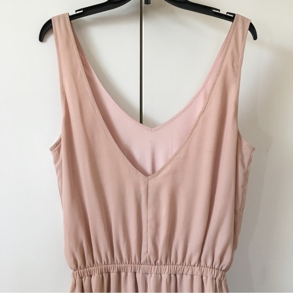 NEW Show Me Your MuMu V-neck Nude Pink Chiffon Side Slit Maxi Bridesmaids Dress - Picture 7 of 16